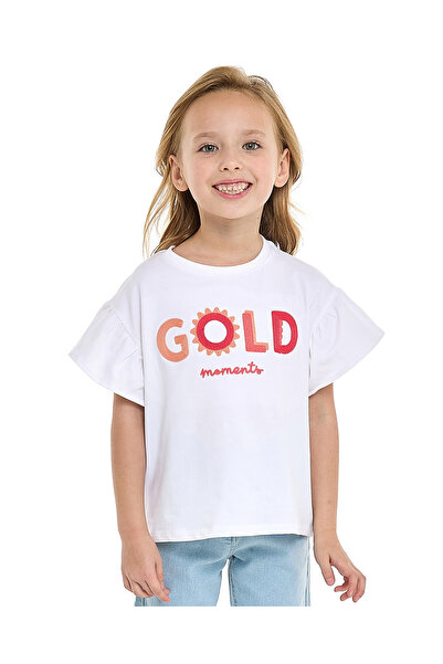 R&B تي شيرت عاجي أنيق للبنات من عمر 2 إلى 8 سنوات