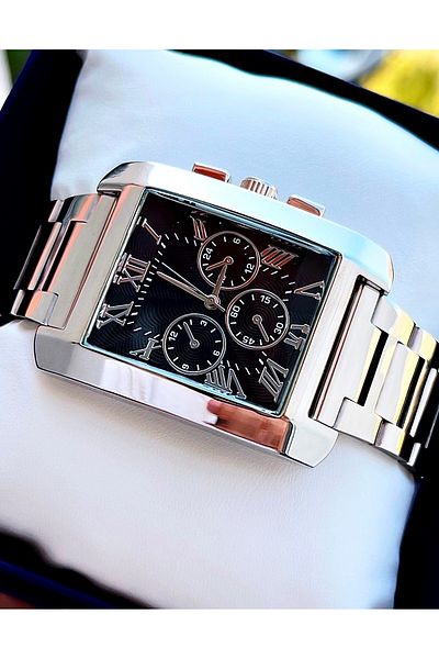 Weluxa Roman Numeral Black Dial Silver Color Classic Men's Wrist Watch