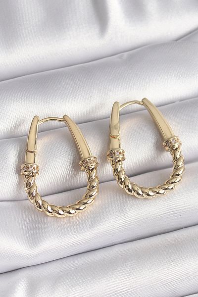 ALFA AKSESUAR 03 316L Steel Gold Color Twist Hoop Model Women's Earrings - Tj-Bkp9701