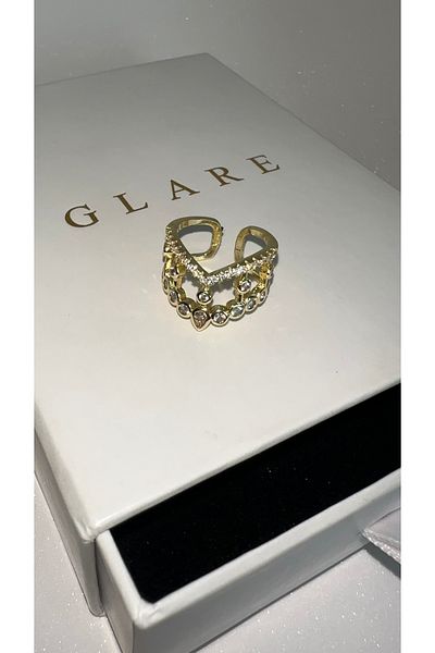 GLARE JEWELRY Queen Princess Crown Crown Model Adjustable Rhinestone Stainless Steel Ring