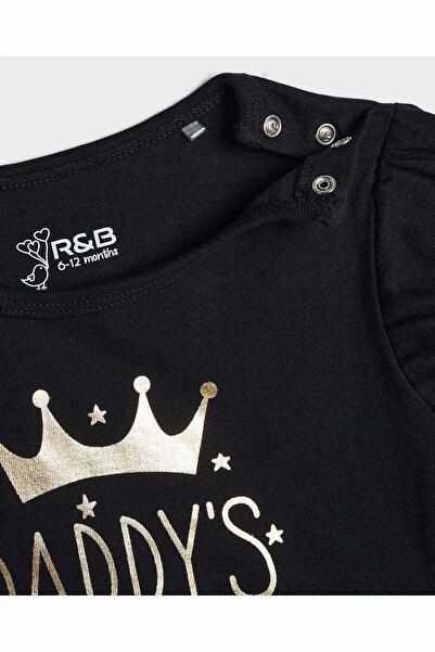 R&B Black BASIC TEE 0-24M