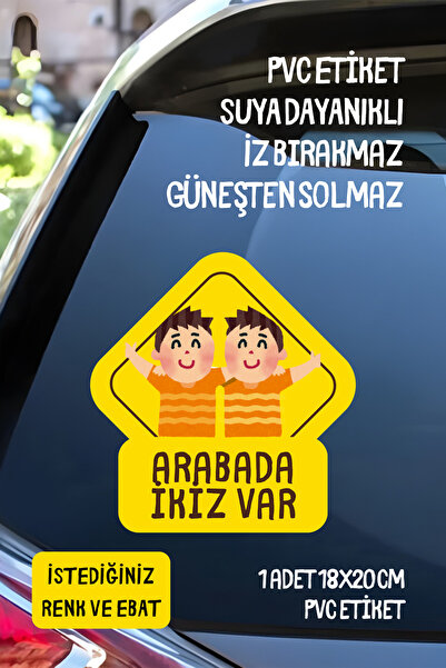 alışveriş kurdu Arabada İkiz Bebek Var Araba-Motosiklet Cam Etiket Sticker - ...