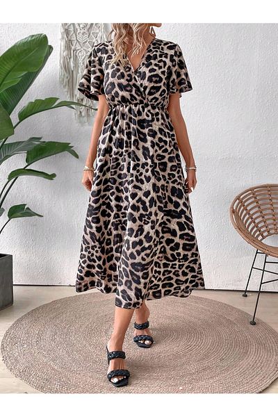 UniqueStore.ro Zilpa Dress With Animal Print Leopard