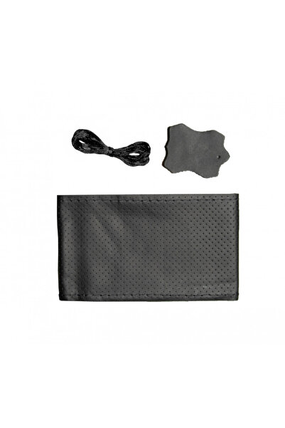 DELUXETUNING Husa volan din piele naturala cu ac si ata de culoare neagra si ...