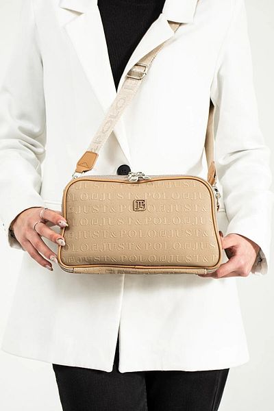 Just Polo Women's Medium Size Adjustable Embossed Patterned Modern Design Crossbody and Shoulder Bag P344023Pc