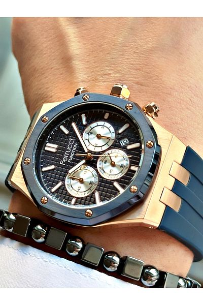 Ferrucci Original Design Watch with Functional Silicone Cord Men's Wristwatch Bracelet Gift