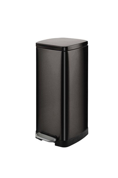 huitich 30L Black Stainless Steel Pedal Trash Can Soft-Close Lid, Slim Design