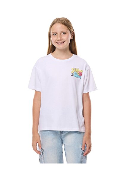 R&B تيشيرت عاجي أنيق للبنات من 8 إلى 16 سنة