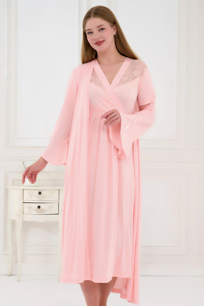 Emose طقم ملابس نوم للحوامل مكون من قطعتين مع ثوب نوم من الدانتيل