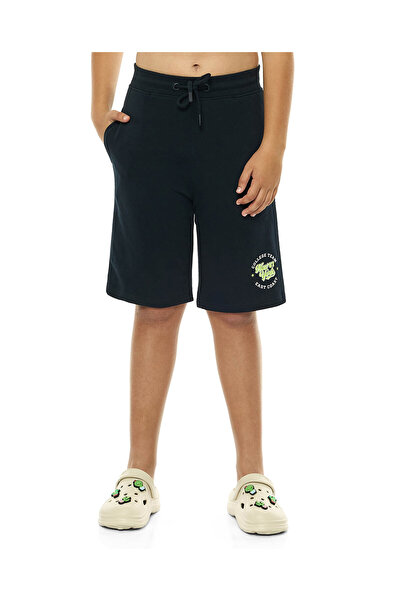 R&B شورت محبوك أزرق داكن للأولاد من 8 إلى 16 سنة