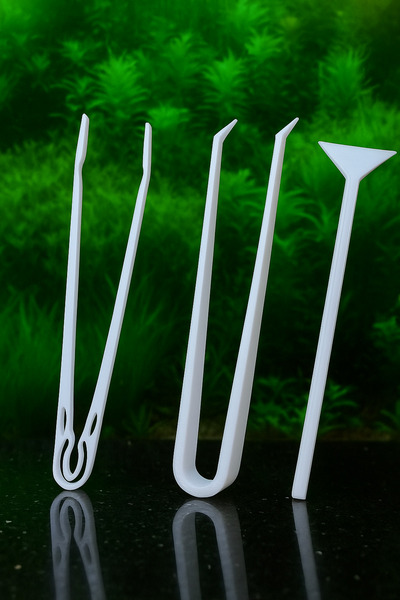 Aydın Akvaryum Akvaryum Bitki Düz & Eğik Cımbız + Cam Kazıyıcı Spatula – 3’lü...