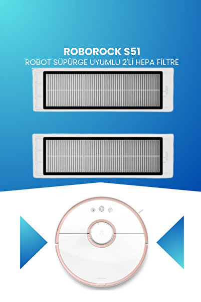 ELECTROLL Συμβατό με Roborock S51 Robot Vacuum Cleaner Φίλτρο Hepa 2 τεμαχίων