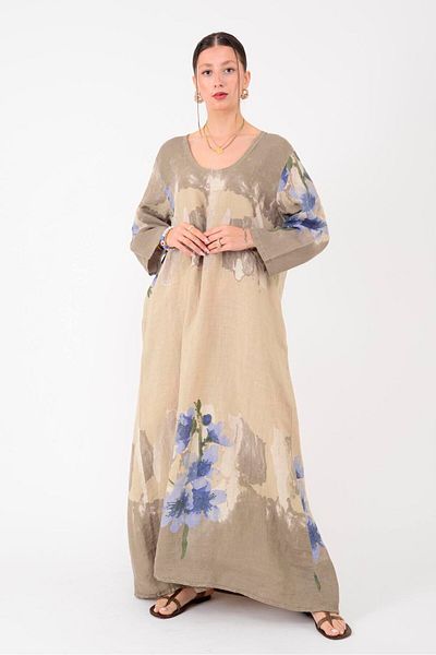 ZTO Women's Casual Cut Linen Fabric Long Dress