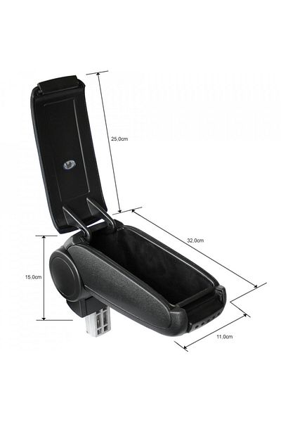 DELUXETUNING Car armrest compatible with Dacia Logan II 2017-> Imitation leather Black