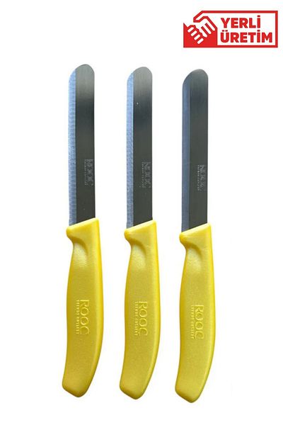 Rooc Set of 3 Ultra Sharp Serrated Knives, 22 cm 100% Guaranteed Stainless Steel