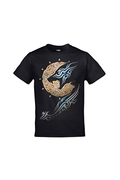 donamod Ragnarok Moon Vikings tiskana unisex crna majica