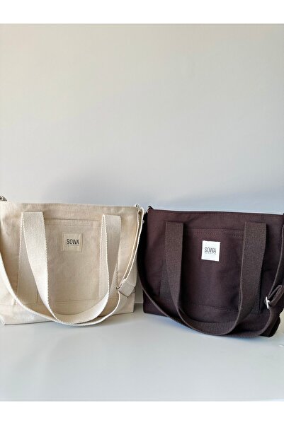 Sowa Collection 2'li Kanvas Çıtçıtlı Çanta Ayarlanabilir Çapraz Askılı Kadın El Ve Omuz Çantası