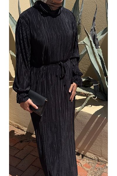 KE DESIGN Pleated Plus Size Hijab Dress