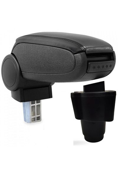 DELUXETUNING Car armrest compatible with Dacia Sandero II 2017->, Black, Imitation leather
