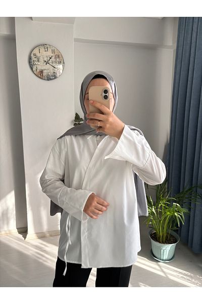 MODA EGE Poplin Fabric Side Tie Shirt