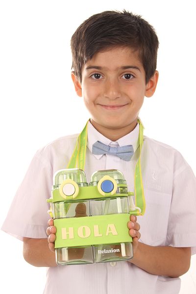 Relaxion Rlx-454 Two-Compartment Water Bottle School Flask Unbreakable No Smell Contact with Food Convenient Green