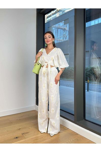 ASM Fashion Copy - Women's Bone Embroidery Printed Linen