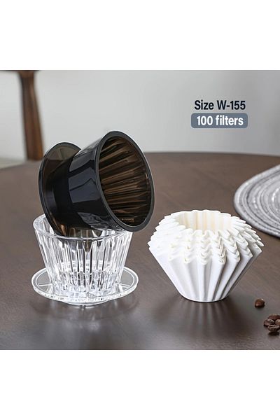 Omran Cart Wave Coffee Filters W-155 Series White, 100 Count, Kalita Compatible, Biodegradable