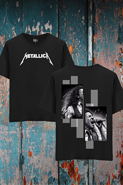 donamod تي شيرت بتصميم ميتاليكا عادي للجنسين (مطبوع من الأمام إلى الخلف)