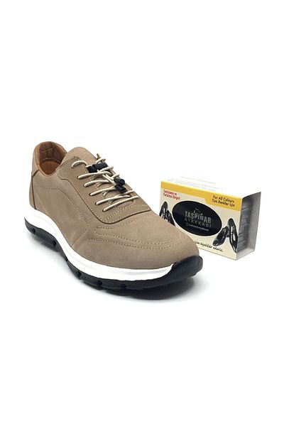 Taşpınar Ayakkabı License 100% Genuine Leather Orthopedic Men's Daily Smart Lace-Up Summer Shoes with Sponge Gift