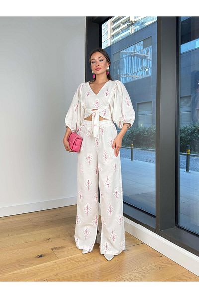 ASM Fashion Copy - Women's Bone Embroidery Printed Linen