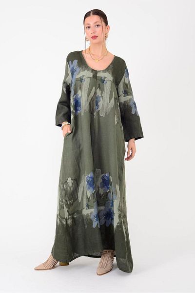 ZTO Women's Casual Cut Linen Fabric Long Dress