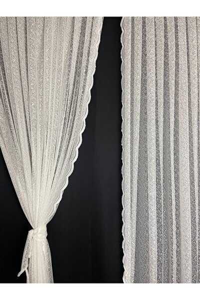 Home Jakar Kum Deseni Yandan Bağlamalı Tül Fon Tek Kanat 1/3 Kat Sık Pile Her Odaya Uygun