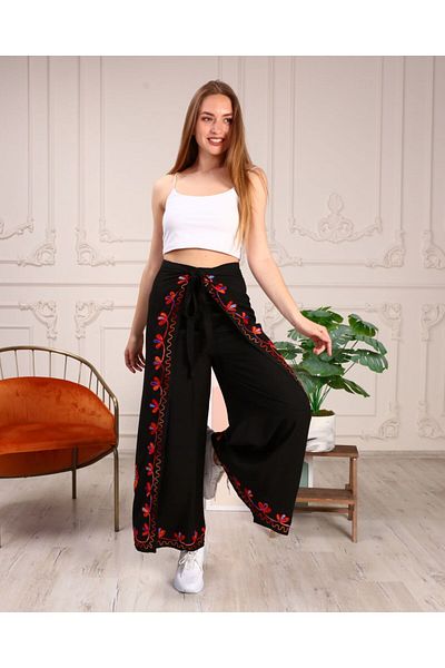 ZTO Women's Ethnic Indian Work Covered Embroidery Pattern Puzzle Pants