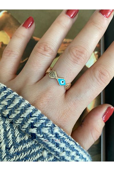 Pinery Jewels Blue Eye Zircon Stone Bottom Adjustable Women's Ring