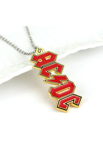 Choice N211-gold AC DC Logo Pendant Necklace Keychain Rock Band Women Men's Punk Jewelry For Fans Gift