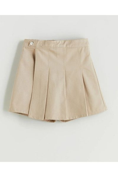 LC Waikiki Fusta scurtă pentru fetiță Mider Bej Basic Gabardine