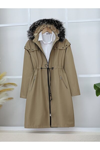 trend_ermege SMK Shop معطف بقلنسوة مزين بنجمة معدنية - حجري