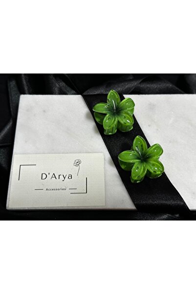 Darya Dd409 دبوس شعر على شكل زهرة اللوتس الخضراء (4 سم - مجموعة من قطعتين)