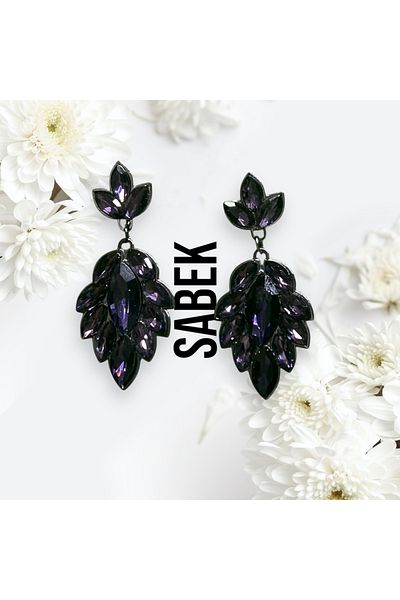 Sabek Bujiteri Selvia Crystal Stone Earrings - Bride, Henna Daily Use