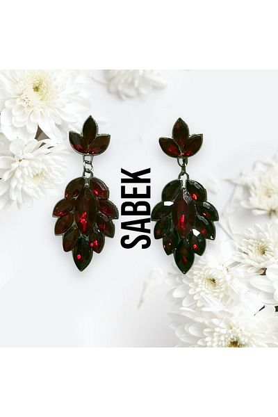 Sabek Bujiteri Selvia Crystal Stone Earrings - Bride, Henna Daily Use