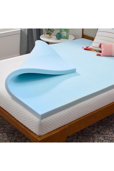 Linenspa غطاء مرتبة من إسفنج الذاكرة المدعم بالجل بسمك 2 بوصة - مقاس كوين