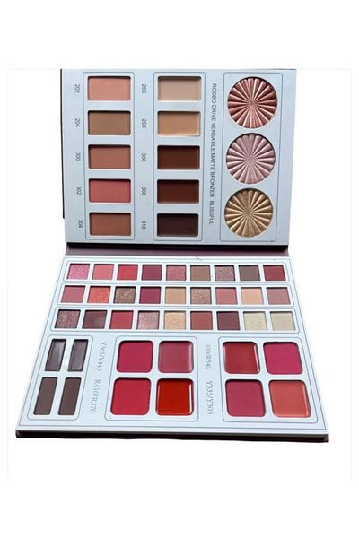 Laura Complete makeup set, 26 eyeshadow palette, 5 contour colors, 4 cream and powder highlighter colors, and 1 blush color.