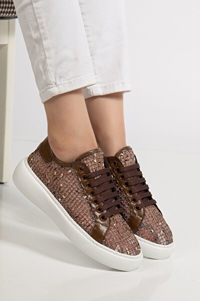 AXVO SHOES Kahve File Dantel Spor Ayakkabı