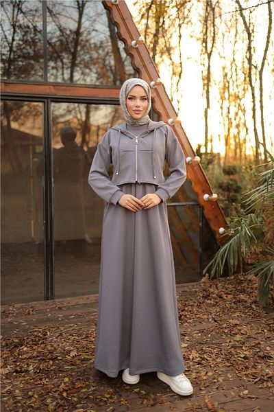 Bwest Capped Zippered Short Vest - Dress Set - (38-46) - 71236 - Smoked