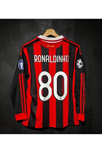 Alaturka Mix MİLAN 2006 RONALDİNHO 10 BEYAZ YAKA KIRMIZI SİYAH UZUN KOL TARAF...