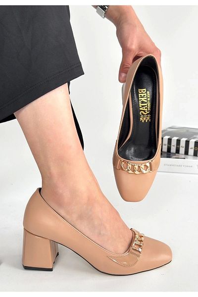 Işıltı kidss Lade Nude Skin Heeled Shoes