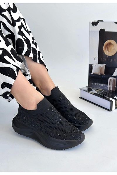 Işıltı kidss Soord Black Knitwear Beaded Sneakers