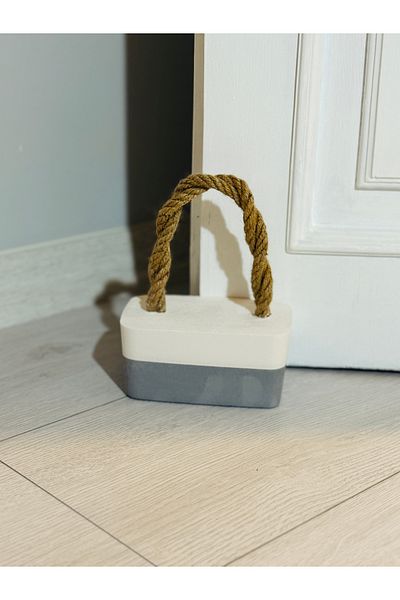 mythos Decorative Concrete Door Stopper Door Holder Weight Spiral Wicker with Handle 1.5 kg