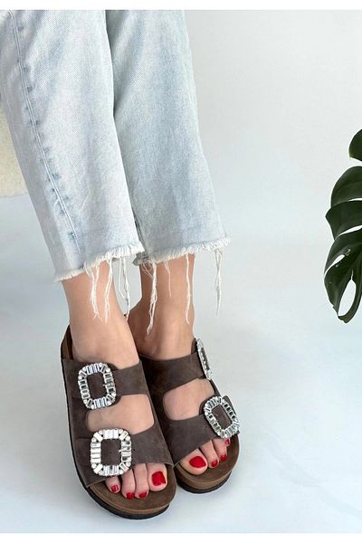Işıltı kidss Nool Brown Nubuck Slippers