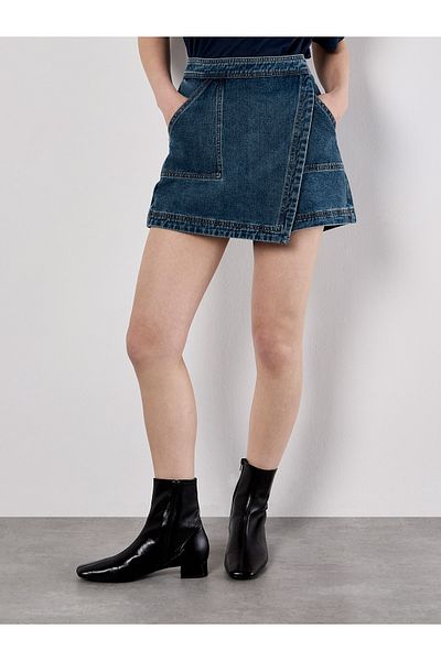 Apricot Denim-Wickel-Mini-Skort